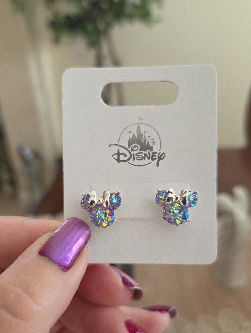 Disney Iridescent Crystal Minnie Mouse Stud Earrings